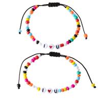 Resin Bracelets with Polyester Cord Alphabet Letter 2 pieces & adjustable multi-colored Length Approx 18-30 cm Sold By Set