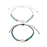 Shell Jewelry Bracelet, Polyester Cord, with turquoise & Shell, Unisex & adjustable, more colors for choice, Length:Approx 18-30 cm, Sold By Set