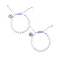 Bracelet de perles de verre, Des billes de verre, avec cordon de polyester, fait à la main, 2 pièces & réglable & pour femme, Longueur Environ 18-28 cm, Vendu par fixé