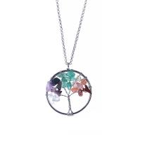 Gemstone smykker sæt, armbånd & halskæde, Natur grus, med Terylene Cord & Zinc Alloy, forskellige stilarter for valg & for kvinde, flere farver til valg, Solgt af PC