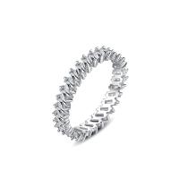 Cúbicos Circonia Micro Pave anillo de latón, metal, chapado en color de platina, diverso tamaño para la opción & micro arcilla de zirconia cúbica & para mujer, libre de níquel, plomo & cadmio, 3.40mm, tamaño:6-9, Vendido por UD