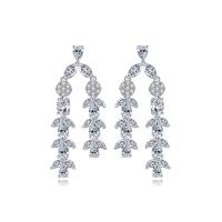 Cubic Zirconia Micro Pave Brass Earring, platinum color plated, micro pave cubic zirconia & for woman, nickel, lead & cadmium free, 7.90x42.20mm, Sold By Pair