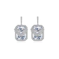 Cubic Zirconia Micro Pave Brass Earring, Butterfly, platinum color plated, micro pave cubic zirconia & for woman, nickel, lead & cadmium free, 17.80x34.50mm, Sold By Pair