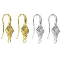 Brass Hook Earwire, Mesing, pozlaćen, modni nakit & možete DIY & micro utrti kubni cirkonij & za žene, više boja za izbor, 12x19x8mm, Prodano By par