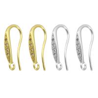 Brass Hook Earwire, plated, fashion jewelry & DIY & micro pave cubic zirconia & for woman, more colors for choice, 2.50x17x8mm, Sold By Pair