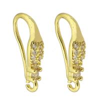 Brass Hook Earwire, Mesing, zlatna boja pozlaćen, modni nakit & možete DIY & micro utrti kubni cirkonij & za žene, zlatan, 3.50x15x7mm, Prodano By par