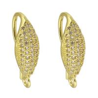 Brass Hook Earwire, gold color plated, fashion jewelry & DIY & micro pave cubic zirconia & for woman, golden, 5x18x9mm, Sold By Pair