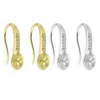 Brass Hook Earwire, plated, fashion jewelry & DIY & micro pave cubic zirconia & for woman, more colors for choice, 7x22x9mm, Sold By Pair
