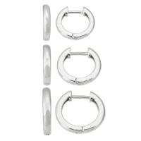 Messing Huggie Hoop Earring, Ronde, silver plated, mode sieraden & verschillende grootte voor keus & voor vrouw, zilver, Verkocht door pair