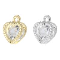 Cubic Zirconia Brass Pendants, Heart, plated, fashion jewelry & DIY & with cubic zirconia, more colors for choice, 9x12x5mm, Hole:Approx 1.5mm, Sold By PC
