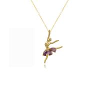 Titanstahl Halskette, mit Messing, Dancing Girl, goldfarben plattiert, Micro pave Zirkonia & für Frau, keine, Länge:ca. 45 cm, verkauft von PC