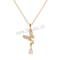 Cubic Zircon Micro Pave Brass Necklace Butterfly gold color plated fashion jewelry & micro pave cubic zirconia & for woman golden nickel lead & cadmium free Length Approx 45 cm Sold By PC