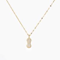 Titanium Steel Necklace with Plastic Pearl Peanut Vacuum Ion Plating micro pave cubic zirconia & for woman golden Length Approx 45 cm Sold By PC
