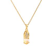 Titanstahl Halskette, mit Messing, Erdnuss, goldfarben plattiert, Micro pave Zirkonia & für Frau, goldfarben, Länge:ca. 45 cm, verkauft von PC