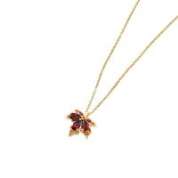 Titanium Steel Necklace, with Brass, Maple Leaf, gold color plated, micro pave cubic zirconia & for woman, golden, Length:Approx 45 cm, Sold By PC