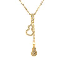 Titanium Steel Necklace with Brass Calabash gold color plated micro pave cubic zirconia & for woman golden Length Approx 45 cm Sold By PC