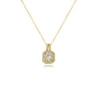 Titanstahl Halskette, mit Messing, Quadrat, goldfarben plattiert, Micro pave Zirkonia & für Frau, goldfarben, Länge:ca. 45 cm, verkauft von PC