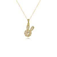 Titanium Steel Necklace, with Brass, Rabbit, gold color plated, micro pave cubic zirconia & for woman & enamel, golden, Length:Approx 45 cm, Sold By PC
