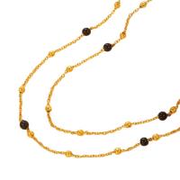 Multi Layer Necklace, 304 Stainless Steel, with Resin, real gold plated, Double Layer & for woman, Length:Approx 13.78 Inch, Approx 15.75 Inch, Sold By PC