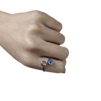 Evil Eye Jewelry Ring Finger, Aço inoxidável 304, with vidro, Mau-olhado, ajustável & para mulher & com strass, tamanho:6-8, vendido por PC