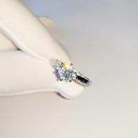 Cúbicos Circonia Micro Pave anillo de latón, metal, chapado en platina real, ajustable & micro arcilla de zirconia cúbica & para mujer, tamaño:6-8, Vendido por UD