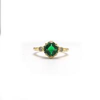 Rhinestone палец кольцо, Латунь, Геометрический узор, плакирован золотом, регулируемый & Женский & со стразами, размер:6-8, продается PC