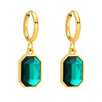 Stainless Steel Drop Earring 304 Stainless Steel real gold plated micro pave cubic zirconia & for woman 12-20mm Sold By Pair