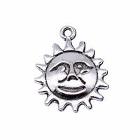 Tibetan Style Pendants, Sun, antique silver color plated, DIY, nickel, lead & cadmium free, 18x18mm, Sold By PC