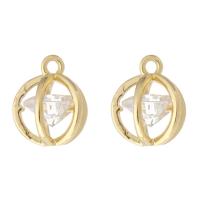 Cubic Zirconia Brass Pendants, gold color plated, fashion jewelry & DIY & with cubic zirconia, golden, 7x9.50x7mm, Hole:Approx 1mm, Sold By PC
