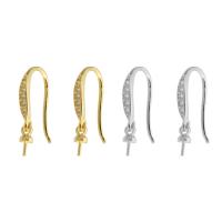 Brass Hook Earwire, plated, fashion jewelry & DIY & micro pave cubic zirconia, more colors for choice, 19mm, Sold By PC