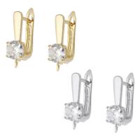 Brass Hoop Earring Components plated fashion jewelry & DIY & micro pave cubic zirconia Sold By Pair