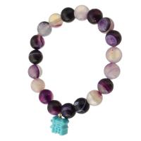 Pulseiras de pedras preciosas, misto de pedras semi-preciosas, joias de moda & para mulher, roxo, 12x11x7mm, vendido para 8 inchaltura Strand