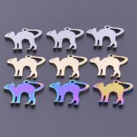 Stainless Steel Animal Pendants, 304 Stainless Steel, Cat, Vacuum Ion Plating, DIY, more colors for choice, 15x15mm, Sold By PC
