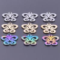 Stainless Steel Animal Pendants, 304 Stainless Steel, Butterfly, Vacuum Ion Plating, DIY & hollow, more colors for choice, 15x14mm, Sold By PC