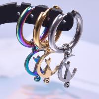 Huggie Hoop Drop Earring, 304 Stainless Steel, Vacuum Ion Plating, for woman, more colors for choice, 15x10mm, Sold By Pair