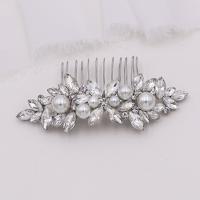 Decorative Hair Combs Zinc Alloy with Glass Rhinestone & Plastic Pearl fashion jewelry & for woman nickel lead & cadmium free Sold By PC