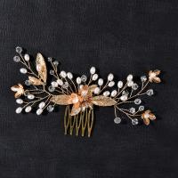 Decorative Hair Combs Zinc Alloy with Crystal & Plastic Pearl fashion jewelry & for woman nickel lead & cadmium free Sold By PC