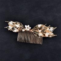 Decorative Hair Combs, Tibetan Style, with Plastic Pearl, fashion jewelry & for woman, golden, nickel, lead & cadmium free, 150x60mm, Sold By PC