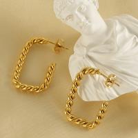 Boucle d'oreille Acier Titane, Plaqué or 18K, bijoux de mode & pour femme, doré, 31x20mm, Vendu par paire
