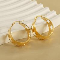 Titanium Steel  Earring, 18K gold plated, fashion jewelry & for woman, golden, Sold By Pair