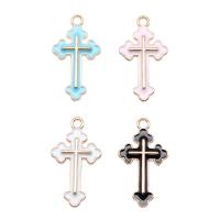 Tibetan Style Enamel Pendants, Cross, gold color plated, DIY, more colors for choice, nickel, lead & cadmium free, 25x14mm, Sold By PC