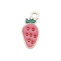 Zinc Alloy Enamel Pendants Strawberry gold color plated DIY nickel lead & cadmium free Sold By PC