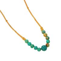 Stainless Steel Jewelry Necklace, 304 Stainless Steel, with turquoise, with 2.75inch extender chain, real gold plated, fashion jewelry & for woman, Length:Approx 13.78 Inch, Sold By PC