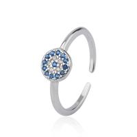 925 Sterling Silver Finger Rings, Evil Eye, platinum plated, adjustable & for woman & with rhinestone, Sold By PC