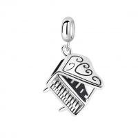 925 Sterling Silver European Pendant, Piano, polished, vintage & DIY, 11x22mm, Sold By PC