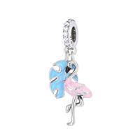 925 Sterling Silver European Pendant Animal polished DIY & enamel & with rhinestone Sold By PC