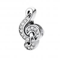 925 Sterling Silver European Bead Music Note polished DIY & with rhinestone Sold By PC