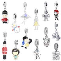 925 Sterling Silver European Pendant Character polished porcelain enamel & DIY & with rhinestone 6.5-32mm Sold By PC
