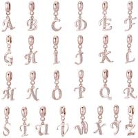 925 Sterling Silver European Pendant Alphabet Letter rose gold color plated DIY & with rhinestone 6-10mm Sold By PC