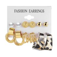 Zinklegierung Ohrringe, mit Kunststoff Perlen & Acryl, 6 Stück & Modeschmuck & verschiedene Stile für Wahl & für Frau, frei von Nickel, Blei & Kadmium, verkauft von setzen